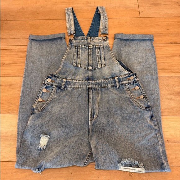 12th Tribe Distressed Denim Overalls - Picture 5 of 6